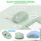 Wireless Keyboard and Mouse Combo,2.4G Ergonomic Wave Keys(Avocado Green-B) - Image 7