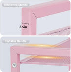 Desktop Shelf Organizer, 3-Tier Office Storage Rack, Adjustable Metal Bookshelf for Top of Desk, Pink Desk Organizer for Office, Home, Dorm and Small Spaces (Pink) - Image 7