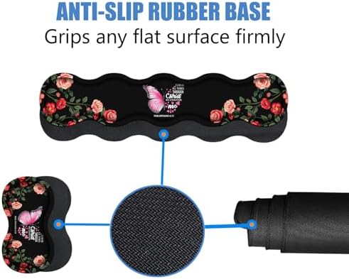 Ergonomic Memory Foam Mouse Pad Wrist Rest Set, Large Desk Pad + Keyboard Wrist Rest + Mouse Wrist Cushion + Coaster for Home Office Study Gaming, Floral Butterfly Quotes Bible Verse Philippians 4:13 - Image 4