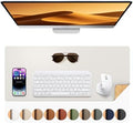 Aothia Dual-Sided Desk Pad - Leather Desk Mat, Natural Cork Desk Pad Protector, Large Mouse Pad for Desk, Waterproof Desk Blotter Pad, Desk Writing Pad for Office Work/Home, Off-White (25.6"x13.7") by AothiaSimpleNaturalUnique