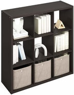Furinno Simple 9-Cube Storage Organizer, Extra Thick Frame, Black Oak - Image 5