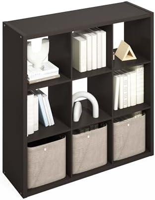 Furinno Simple 9-Cube Storage Organizer, Extra Thick Frame, Black Oak - Image 5
