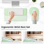 Ospelelf Ergonomic Mouse Pad and Keyboard Stand Wrist Rest Set, Memory Foam Comfort, Pain Relief for Typing, Office Desk Accessories, Green - Image 2