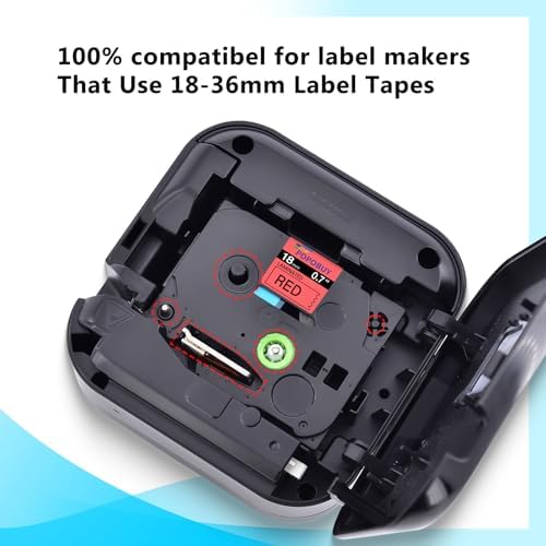 TZ TZe 18mm 0.7 inch Laminated Red Tape Compatible for Ptouch TZ441 TZ-441 TZe-441 TZe441 Label Tape for PTP700 PTD600 PTP750W PTH500LI Label Maker, 5 Pack Black on Red - Image 3