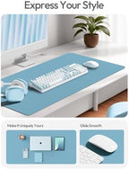 YSAGi Leather Desk Pad Protector, Office Desk Mat, Large Mouse Pad, Non-Slip PU Leather Desk Blotter, Laptop Desk Pad, Waterproof Desk Writing Pad for Office and Home (Sea Blue,55" x 17.2") - Image 3