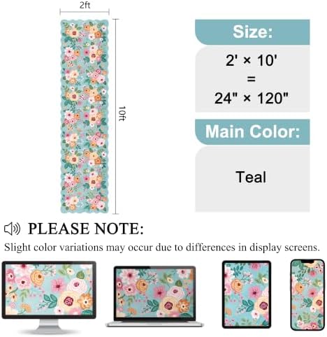 DUKINO 2x10 Runner Rug for Hallway, Washable Kitchen Rug Non Slip, Teal - Image 2