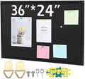 Teling 36" x 24" Cork Board Large Wood Framed Cork Bulletin Board with Pins Eye Bolts Screws Notice Pin Hook for Home School Office Walls(Black Frame) by Teling