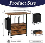 22" Large Printer Stand with 2 Drawers, Rolling Printer Table, File Cabinet - Image 2
