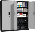Superday 71" Lockable Steel Storage Cabinet, Locking Metal Storage Cabinets, Tall Black Grey Cabinet with 2 Doors and 4 Adjustable Shelves for Garage, Home Office, Classroom, File, Easy Assemble by SuperdayMetalFurniture