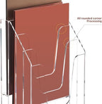 YUXUN Vertical Triple File Folder Holder Organizer,Acrylic File Organizer, File Sorter Clear Crystal - Image 4