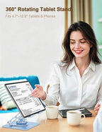 Aoviho Rotating Tablet Stand for Desk - [Adjustable] Drawing Stand for iPad, Portable Aluminum Desktop Holder, Compatible with 4.7–12.9 inch Devices, (Sky Blue) - Image 2