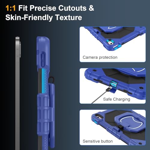 Case for iPad (A16) 11th/10th Generation 11/10.9 Inch 2025/2022, Ubearkk for iPad a16 case with Screen Protector, 360 Degree Rotating Stand Shoulder Strap Pencil Holder,Navy Black - Image 5