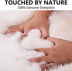 LLB Sheepskin Chair Cushion Non-Slip Back Square Genuine Fur Chair Cover Silky Natural Wool Seat Cushion Pad Soft Area Rugs Carpet for Home Office Restaurant Chair 18x18 Inch (Pack of 1), Ivory White - Image 4