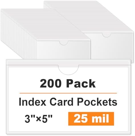 TOTiyea Clear Adhesive Pockets 200 Pack 3"×5",Strong Adhesive Backing by TOTiyea
