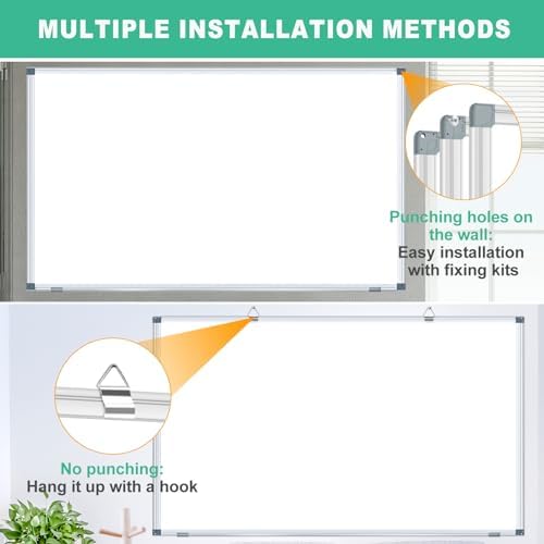 H-Qprobd Whiteboard Dry Erase White Board for Wall 72x40 (2pcs) Magnetic Boards for Office Classroom & Home, Large Wall Whiteboard Including 6 Markers, 20 Magnets, 2 Erasers - Image 3