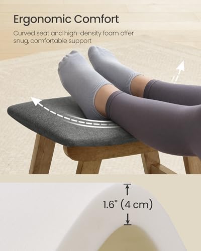 SONGMICS Foot Stool Ottoman, Padded Foot Rest Under Desk, Solid Wood Frame - Image 4