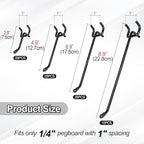 80 Pack 2/4/6/8 inch Heavy Duty Pegboard Hooks,Extra Thick 1/4" Black Peg Board Hooks for Hanging, Pegboard Accessories for Garage, Kitchen, Gym, Store Wall Organizer - Image 2