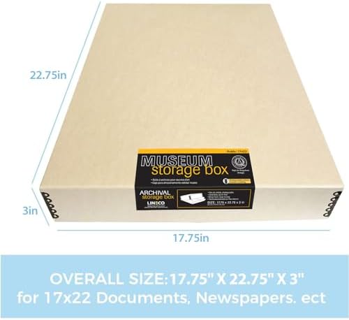 Lineco Museum Archival Storage Box, Drop Front, 17.75x22.75x3 in, Tan - Image 3