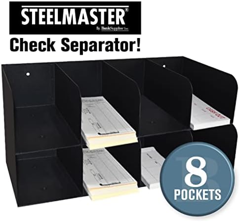 BankSupplies Check Sorter Organizer - 8 Pocket, 2-Tier Design - 4 Over 4-3 ¾” H x 16" W x 8" D - Scratch & Chip-Resistant Finish - Steel Construction - Pre-Drilled Holes - Document Organizer - Image 2