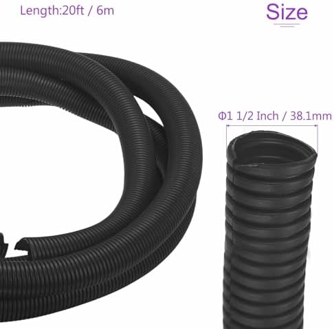 DMiotech 20ft Wire Loom Split Tubing 1 1/2 Inch(38.1mm) ID Black - Image 3