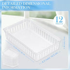 Wenqik Set of 12 Small Plastic Baskets for Organizing, Clear - Image 3