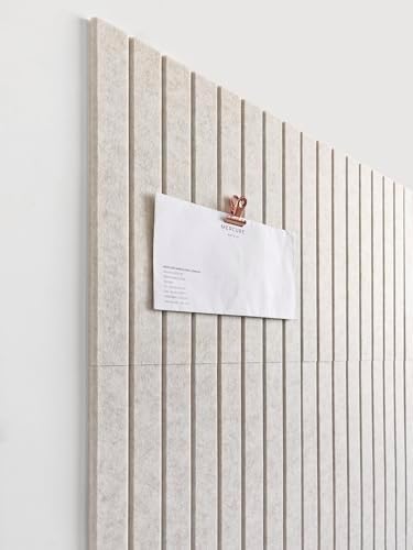 Slated Felt Bulletin Board Tiles | Cork Board Alternative for Walls | Wall Panels for Office & Home Decor | Aesthetic Pinboard & Photo Board | 12-Pack (11.8" x 11.8") with Adhesive | Ivory - Image 2