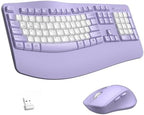 Wireless Keyboard and Mouse Combo,2.4G Ergonomic Wave Keys(Purple-B) by RECCAZR