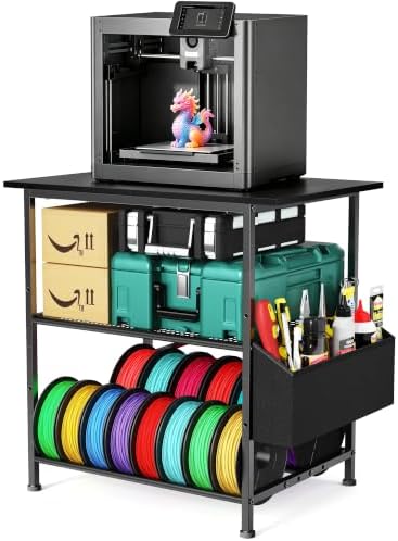 3 Tier 3D Printer Stand with Filament Rack & Detachable Tool Storage Bag by Emfogo