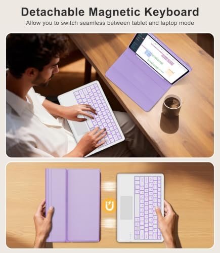 Touch Keyboard Case for Samsung Galaxy Tab S11 Ultra 14.6 Inch 2025, Galaxy Tab S11 Ultra Case Keypad with Precise Trackpad, Backlit Keyboard Cover with S Pen Holder for Samsung Tablet 14.6'', Purple - Image 4
