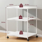 White Printer Stand, 20” Large Printer Table for Home Office, 3 Tier Rolling Printer Cart with Storage, for Shredder Scanner Fax - Image 6