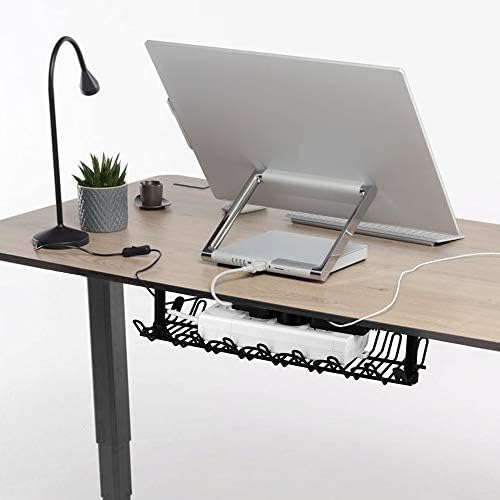 2 Packs Cable Management Tray, 14 inch Under Desk Cable Holder for Wire Management, Heavy Metal Cord Organizer Ideal for Computer Home Office Standing Tables to Hide Power Strips (Black) - Image 7