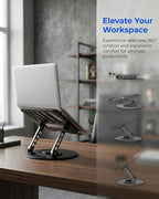 Compatible 360° Rotating Adjustable Laptop Stand, Fully Foldable Dual Rotary Shaft Laptop Riser Portable Standing Desk, Fits MacBook & All 10-15 Inch Laptops - Black - Image 3