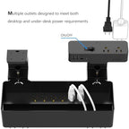 Hiree Under Desk Cable Management Tray with Power Strip, 8 AC Outlets, 2 USB Ports & 1 USB-C Port, Clamp Mount Desk Cable Organizer, No Drill Cord Management Tray for Standing Desk, Home Office（Black） - Image 3