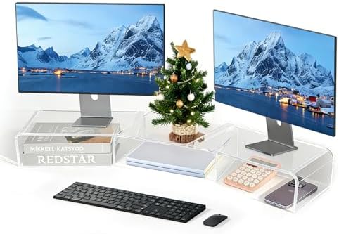 LEKETREE Acrylic Monitor Stand , Clear Monitor Stand for Desk, Computer Accessories for Home Office, Desk Organizer Shelf for Laptop, PC, Multi Media and more by Stylishworkspaceeffortlessorganization