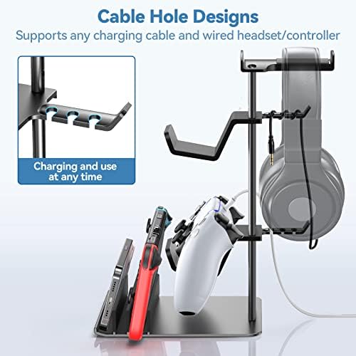 KDD Headphone Stand & Controller Holder & 4 in 1 Desk Cup Holder - Clamp on Under Desk Headphone Hanger - Image 2