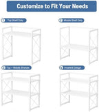 Adjustable Desktop Bookshelf, Metal Desk Shelf Organizer, White - Image 5