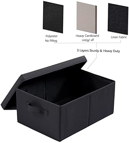 HOONEX Storage Bins with Lids for Organizing, Pack of 2, Storage Boxes with 2 Carrying Handles and Sturdy Heavy Cardboard, 16.5" L x 11.8" W x 7.5" H for Shoes, Books, Clothes, Black - Image 5