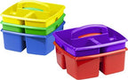 Storex Classroom Craft Caddy, 3 Compartment Plastic Organizer with Carry Handle, Assorted Colors, 9.25 x 5.25 x 9.25 Inch, Case of Six 5-Packs (00941U06C) by Storex