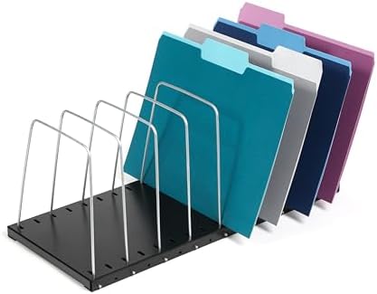 Huron Steel Wire Adjustable Vertical 8-Slot Desk File BinderOrganizer Storage by Huron