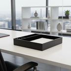 Dacasso Classic Black Leather Luxury Conference Room Organizer Tray - Executive Boardroom Table Decor and Office Accessory Desk Surface Protector - Image 3