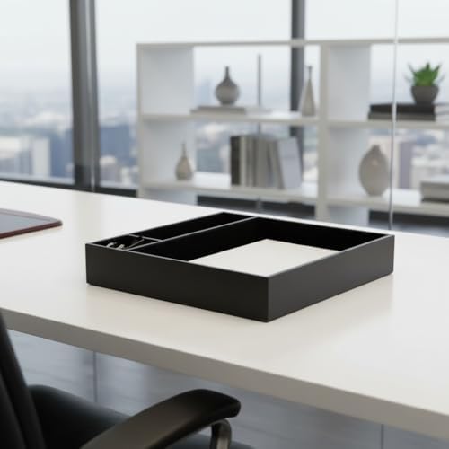 Dacasso Classic Black Leather Luxury Conference Room Organizer Tray - Executive Boardroom Table Decor and Office Accessory Desk Surface Protector - Image 3