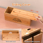 Pezin & Hulin Bamboo Cable Management Box, Power Strip Organizer, Large - Image 4