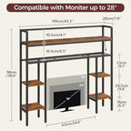 MAHANCRIS Desk Shelf, 43.3" Desk Hutch with Light Strip - Image 2