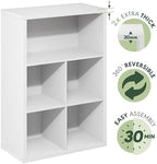 Furinno Cubicle Book Shelf, 5-Cube Bookshelf, Extra Thick Frame Cube Storage Organizer Bookcase with Closed Back, 15.3 x 29.9 x 43.3, for Living Room, Bedroom, Home Office, White - Image 6