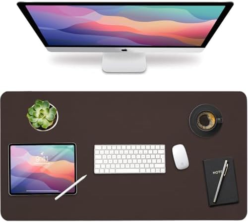 Vine Creations Leather Desk Mat Large 36" x 20", Desk Protector Mat, PU Leather Desk Pad, Non-Slip Large Mouse Pad, Desk Blotter, Desk Pads on Top of Desks, Office Desk Matt for Desktop (Dark Brown) by VineCreations