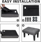 CAROLMADE Ottoman Foot Rest, Linen Small Ottoman Foot Stool with Legs Modern Footstool Ottomans for Living Room Entryway Office, Grey - Image 7