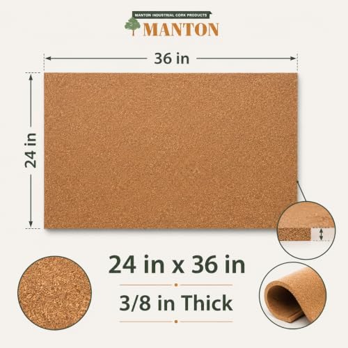 Manton Cork 24" x 36" x 3/8" Thick Cork Sheets (2-Pack), 100% Natural and Sustainable Cork Bulletin Boards. Perfect for Home, School, and Office - Image 2