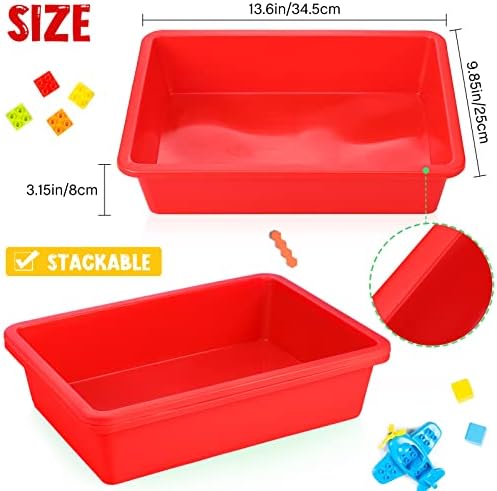 Hoteam 10 Pack Flat Bins Paper Trays,Red,13.78 X 9.84 X 3.15 Inch - Image 3