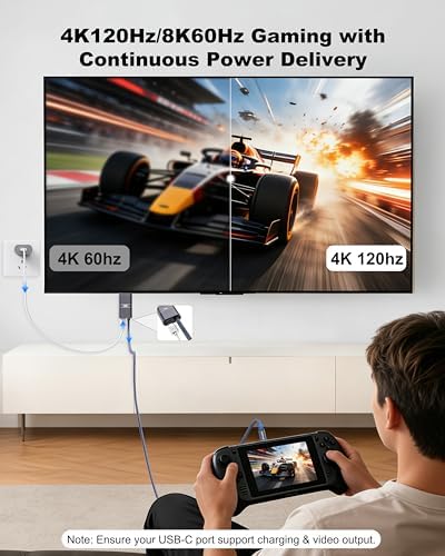 USB C to HDMI Cable with 240W PD Fast Charging, 8K@60HZ,4K@120Hz,Thunderbolt 5/4/3 Compatible,Upgraded Braided 2-in-1 Type C to HDMI for MacBook, iPhone17/16/15,iPad,HDTV(10FT,Grey) - Image 2