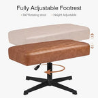 VECELO Under Desk Footrest, PU Ergonomic Foot Rest with Comfort Padding, Height Adjustable for Relieving Leg Pain, Stiffness, and etc, Brown - Image 4
